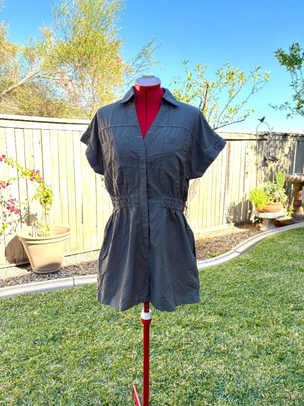 NWOT Gray Utility Romper